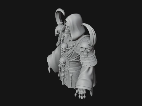 Hooded Skeleton Reaper Bust Statue Design 14 - 3D Print Model 3D Print Model