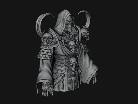 Hooded Skeleton Reaper Bust Statue Design 14 - 3D Print Model 3D Print Model