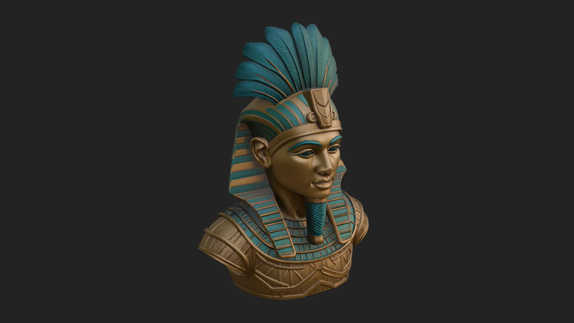 Pharaoh Nemes Bust Statue Design 9 - 3D Print Model 3D Print Model .c4d .max .obj .3ds .fbx .stl .blend