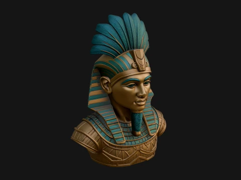 Pharaoh Nemes Bust Statue Design 9 - 3D Print Model 3D Print Model