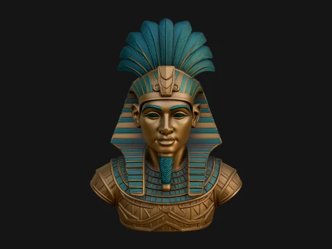 Pharaoh Nemes Bust Statue Design 9 - 3D Print Model 3D Print Model