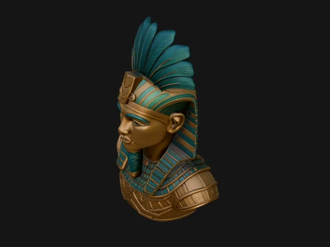 Pharaoh Nemes Bust Statue Design 9 - 3D Print Model 3D Print Model