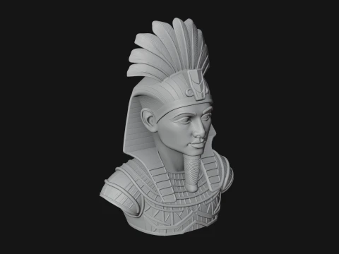 Pharaoh Nemes Bust Statue Design 9 - 3D Print Model 3D Print Model