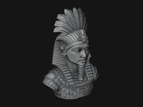 Pharaoh Nemes Bust Statue Design 9 - 3D Print Model 3D Print Model