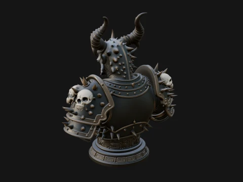 Horned Dragon Demon Bust Statue Design 6 - 3D Print Model 3D Print Model