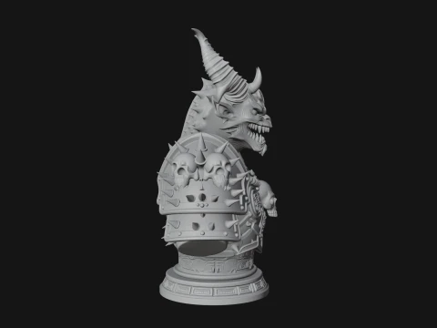 Horned Dragon Demon Bust Statue Design 6 - 3D Print Model 3D Print Model