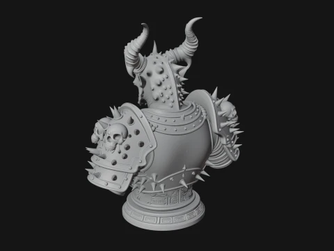 Horned Dragon Demon Bust Statue Design 6 - 3D Print Model 3D Print Model