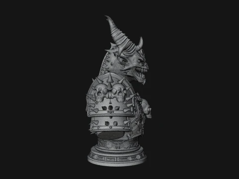 Horned Dragon Demon Bust Statue Design 6 - 3D Print Model 3D Print Model