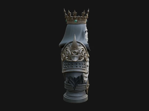 Crowned Skeleton King Bust Statue Design 12 - 3D Print Model 3D Print Model