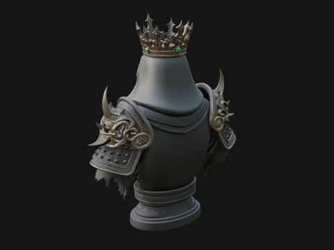 Crowned Skeleton King Bust Statue Design 12 - 3D Print Model 3D Print Model