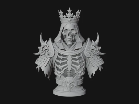 Crowned Skeleton King Bust Statue Design 12 - 3D Print Model 3D Print Model