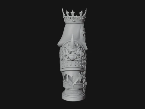 Crowned Skeleton King Bust Statue Design 12 - 3D Print Model 3D Print Model