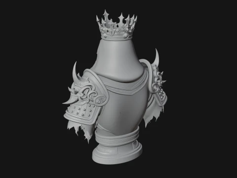 Crowned Skeleton King Bust Statue Design 12 - 3D Print Model 3D Print Model