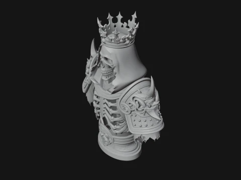Crowned Skeleton King Bust Statue Design 12 - 3D Print Model 3D Print Model
