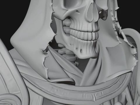 Crowned Skeleton King Bust Statue Design 12 - 3D Print Model 3D Print Model