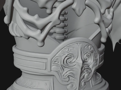 Crowned Skeleton King Bust Statue Design 12 - 3D Print Model 3D Print Model