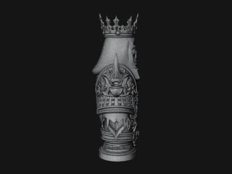 Crowned Skeleton King Bust Statue Design 12 - 3D Print Model 3D Print Model