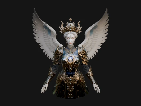 Winged Angel Warrior Bust Statue Design 7 - 3D Print Model 3D Print Model