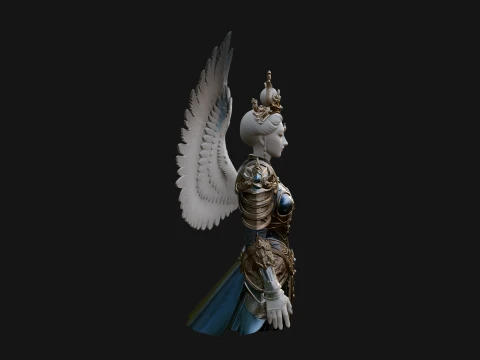 Winged Angel Warrior Bust Statue Design 7 - 3D Print Model 3D Print Model
