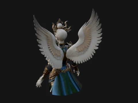 Winged Angel Warrior Bust Statue Design 7 - 3D Print Model 3D Print Model