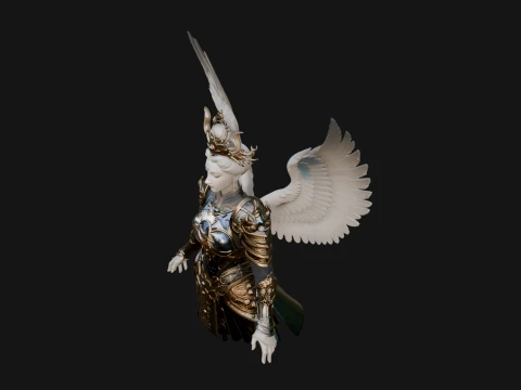 Winged Angel Warrior Bust Statue Design 7 - 3D Print Model 3D Print Model