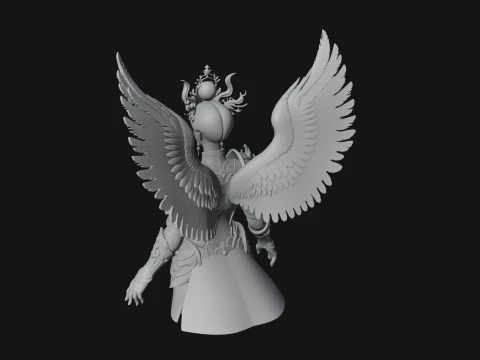 Winged Angel Warrior Bust Statue Design 7 - 3D Print Model 3D Print Model