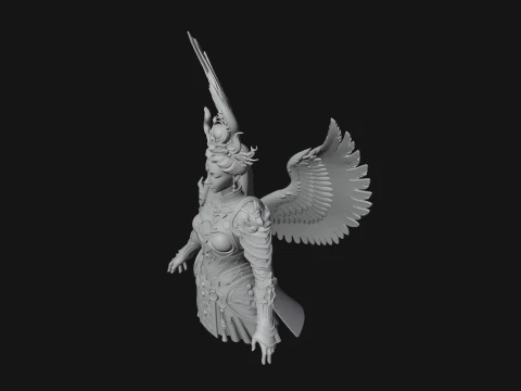 Winged Angel Warrior Bust Statue Design 7 - 3D Print Model 3D Print Model