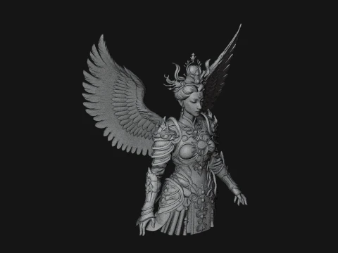 Winged Angel Warrior Bust Statue Design 7 - 3D Print Model 3D Print Model