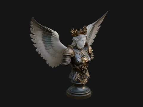 Winged Angel Warrior Bust Statue Design 8 - 3D Print Model 3D Print Model