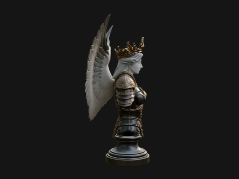 Winged Angel Warrior Bust Statue Design 8 - 3D Print Model 3D Print Model