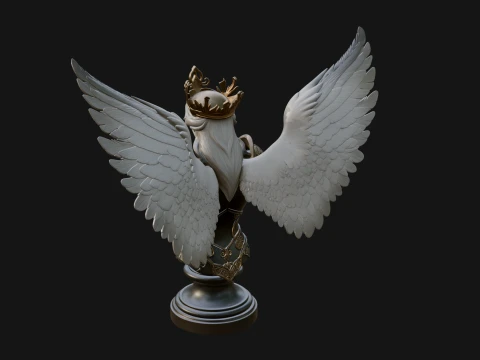 Winged Angel Warrior Bust Statue Design 8 - 3D Print Model 3D Print Model
