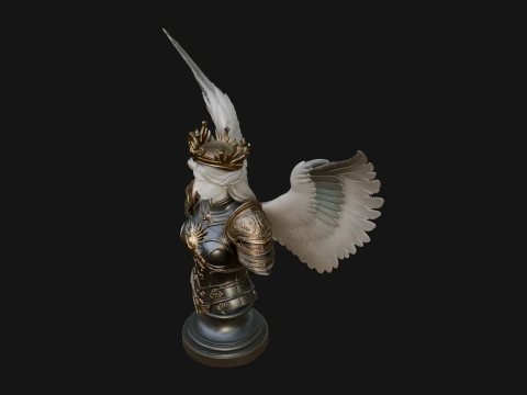 Winged Angel Warrior Bust Statue Design 8 - 3D Print Model 3D Print Model