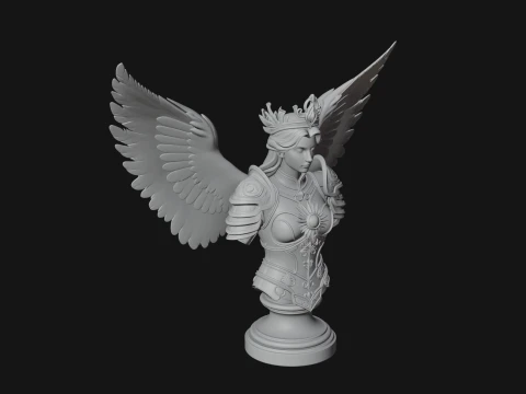 Winged Angel Warrior Bust Statue Design 8 - 3D Print Model 3D Print Model