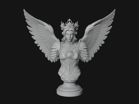 Winged Angel Warrior Bust Statue Design 8 - 3D Print Model 3D Print Model