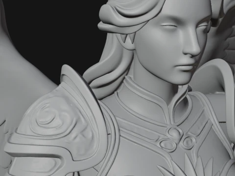 Winged Angel Warrior Bust Statue Design 8 - 3D Print Model 3D Print Model