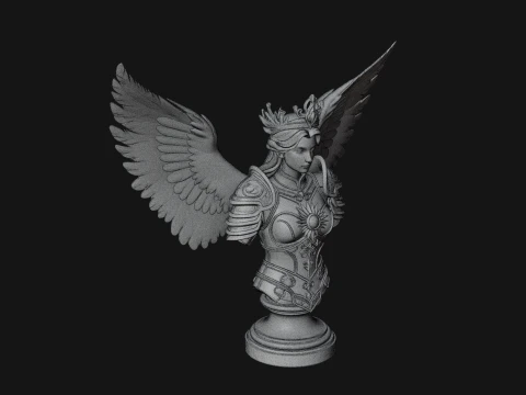 Winged Angel Warrior Bust Statue Design 8 - 3D Print Model 3D Print Model