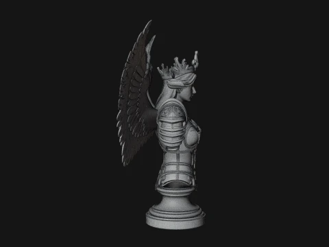 Winged Angel Warrior Bust Statue Design 8 - 3D Print Model 3D Print Model