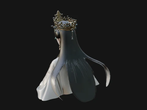 Crowned Chinese Woman Bust Statue Design 4 - 3D Print Model 3D Print Model