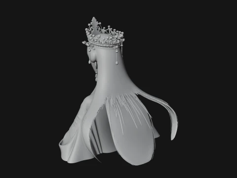 Crowned Chinese Woman Bust Statue Design 4 - 3D Print Model 3D Print Model