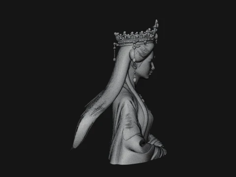 Crowned Chinese Woman Bust Statue Design 4 - 3D Print Model 3D Print Model