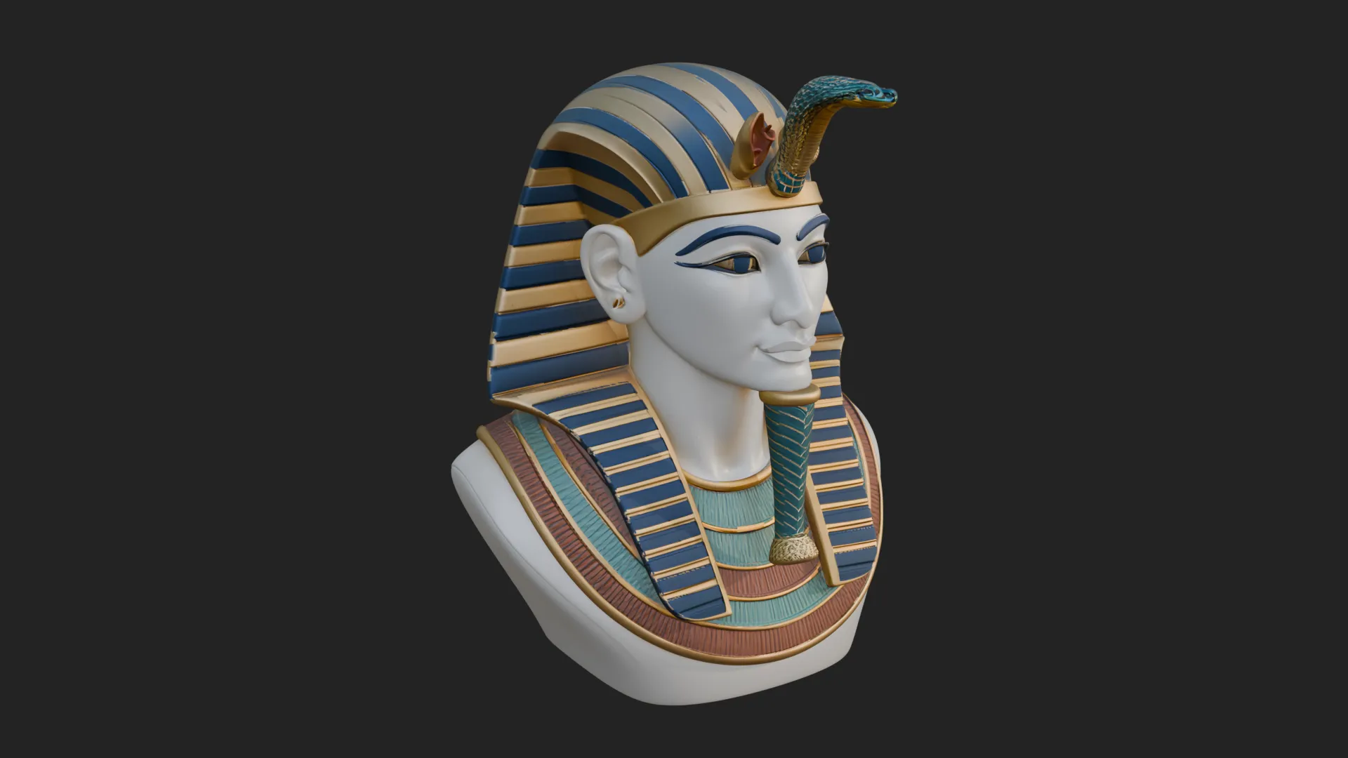 Pharaoh Nemes Bust Statue Design 10 - 3D Print Model 3D Print Model .c4d .max .obj .3ds .fbx .stl .blend 