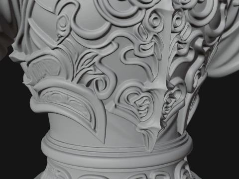 Horned Skull Skeleton Bust Statue Design 5 - 3D Print Model 3D Print Model