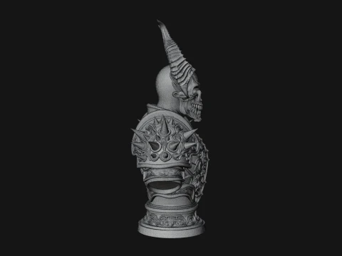 Horned Skull Skeleton Bust Statue Design 5 - 3D Print Model 3D Print Model