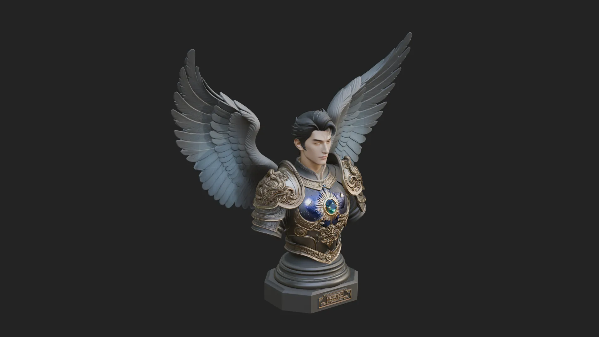 Winged Angel Man Bust Statue Design 4 - 3D Print Model 3D Print Model .c4d .max .obj .3ds .fbx .stl .blend 