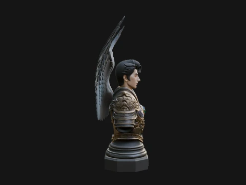 Winged Angel Man Bust Statue Design 4 - 3D Print Model 3D Print Model