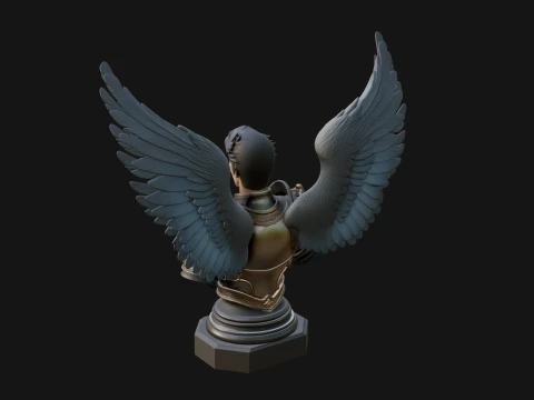 Winged Angel Man Bust Statue Design 4 - 3D Print Model 3D Print Model