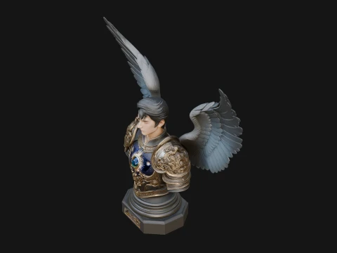 Winged Angel Man Bust Statue Design 4 - 3D Print Model 3D Print Model