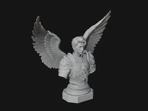 Winged Angel Man Bust Statue Design 4 - 3D Print Model 3D Print Model