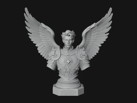 Winged Angel Man Bust Statue Design 4 - 3D Print Model 3D Print Model