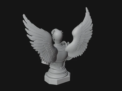 Winged Angel Man Bust Statue Design 4 - 3D Print Model 3D Print Model